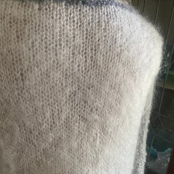 Vintage 70s 80s Handmade Mohair Wool Blend Sweater Fuzzy Knit Tunic Gray Long - Picture 9 of 17